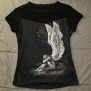 Goth Graphic Lace T-Shirt~